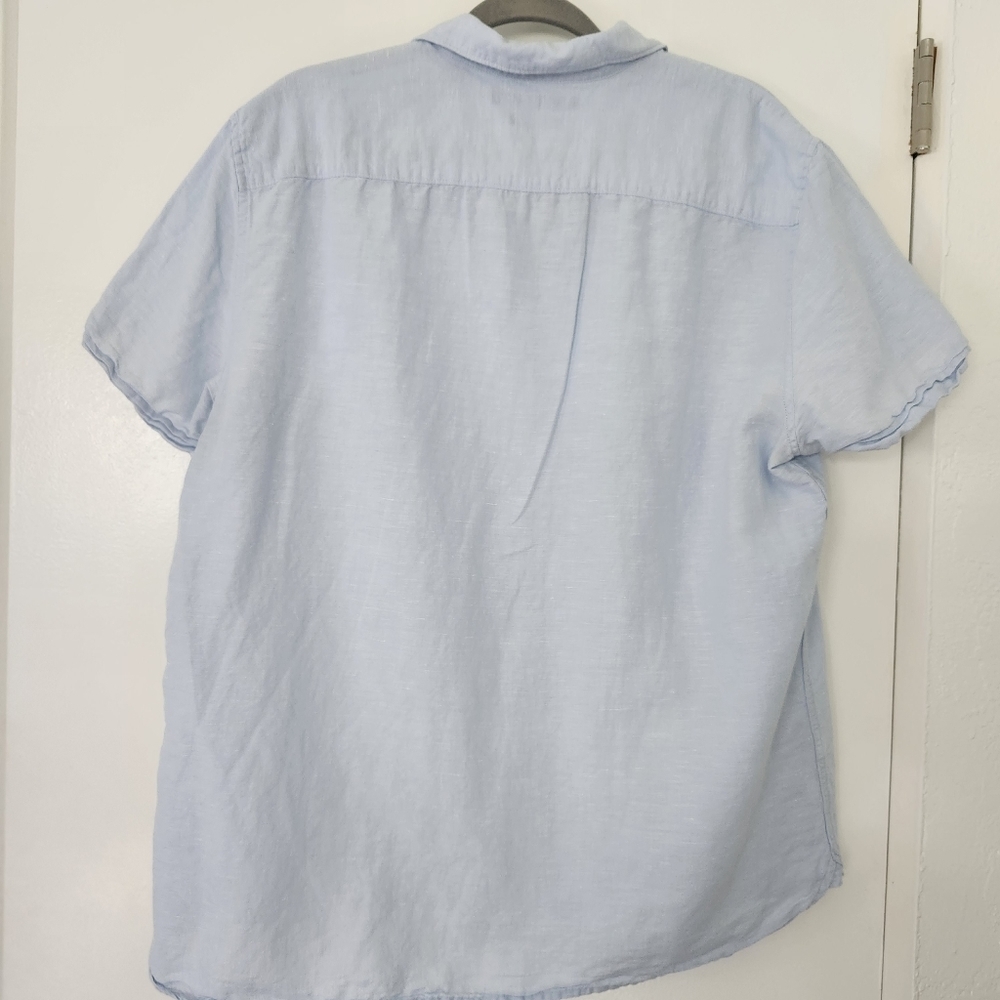 Perry Ellis Linen Blue Shirt Short Sleeve Men’s Size XL - Picture 5 of 7